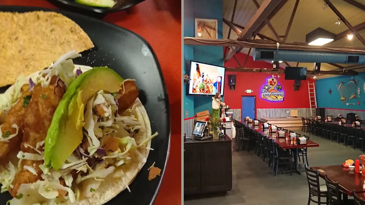 Colorful dishes beside drinks and table service.