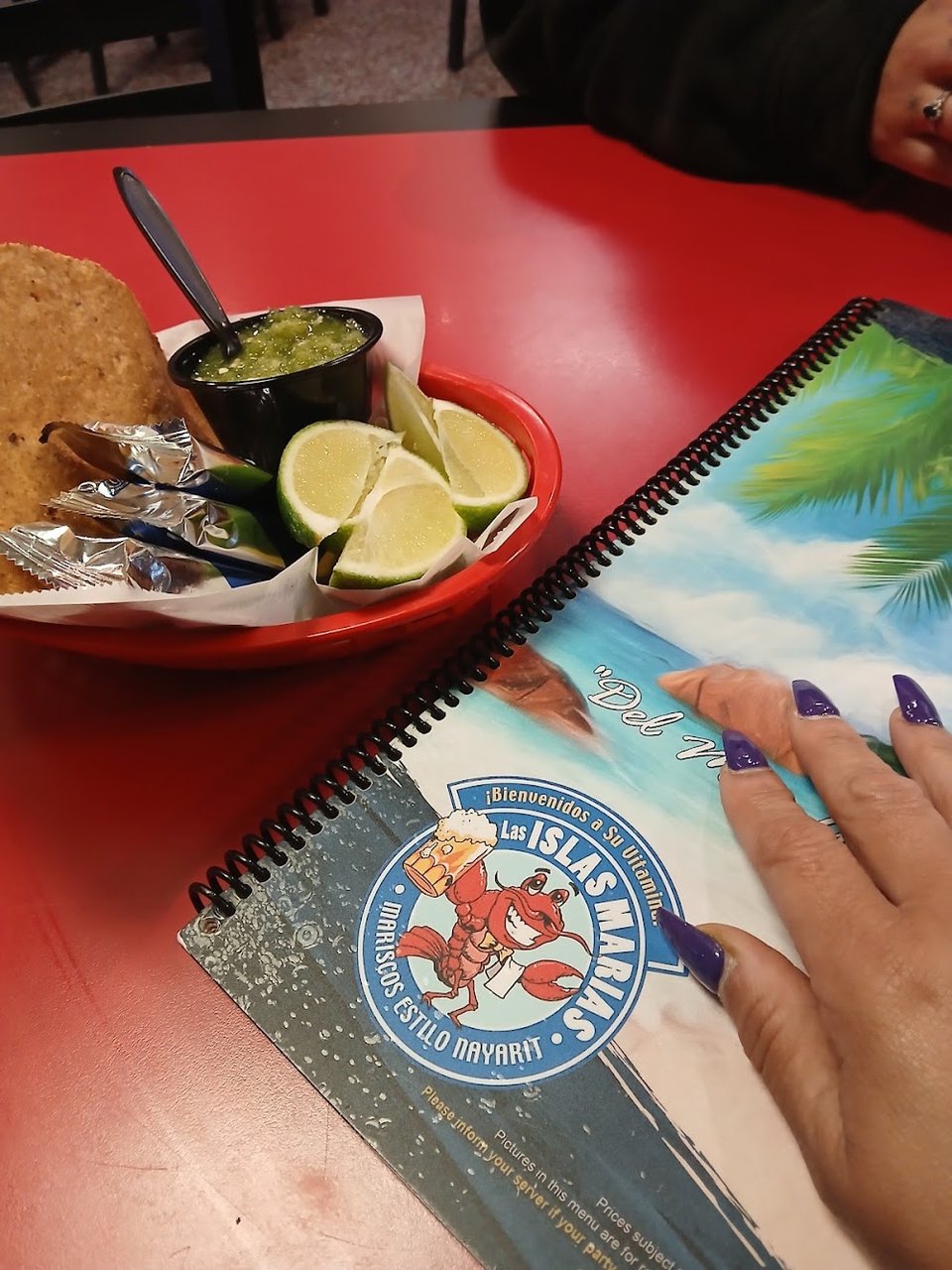 Printed menu for seafood and comfort food.