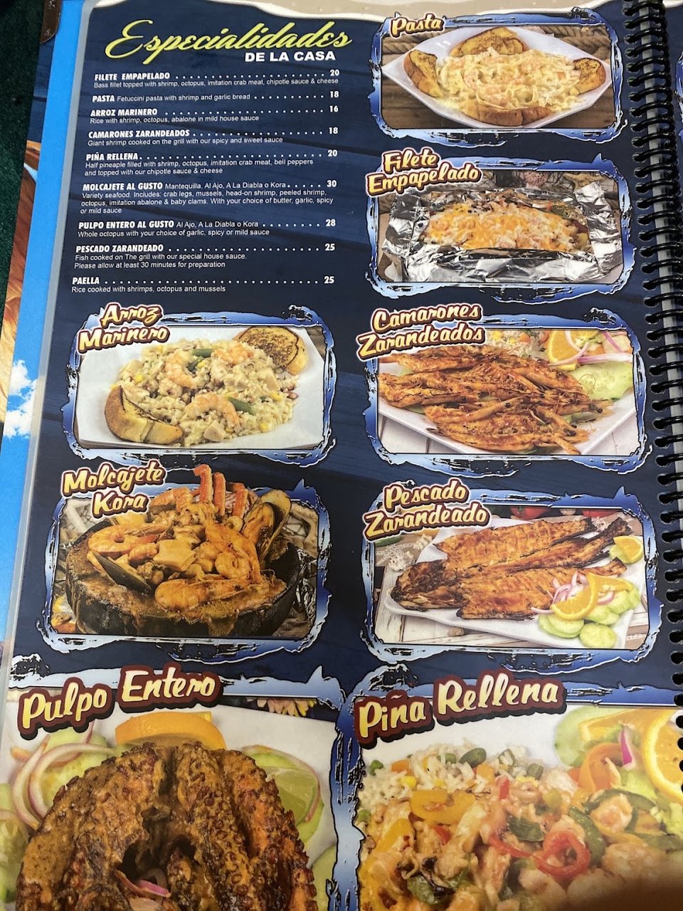 Restaurant menu with small plates and lunch options.